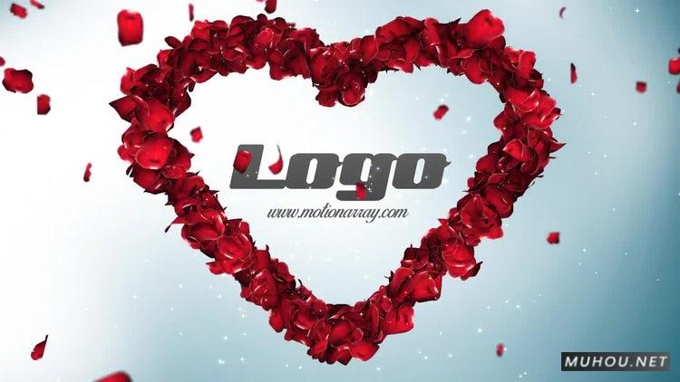 PR模板|爱的标志3d玫瑰花瓣logo视频模版#Love Logo
