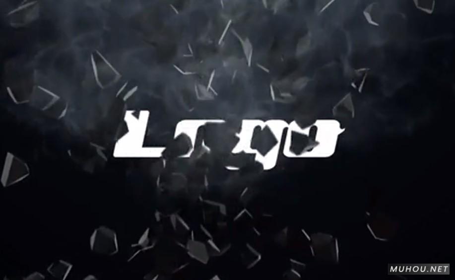 PR模板|烟雾中的logo破碎出现三维视频模板#Aggressive Hit Logo