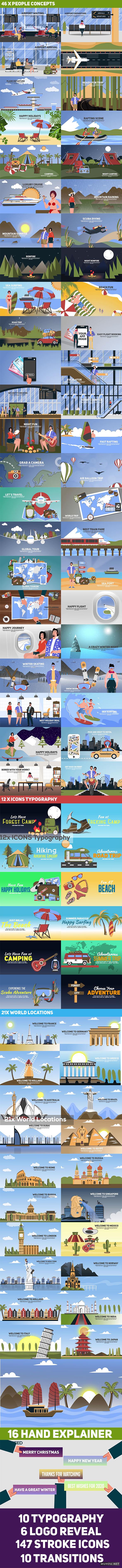 AE模板|旅游度假人物卡通角色MG动画AE模板视频素材 Travel & Holiday Promotion Kit插图1 AE模板|旅游度假人物卡通角色MG动画AE模板视频素材 Travel & Holiday Promotion Kit插图1