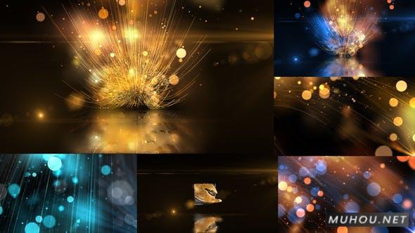 唯美模糊光斑粒子线条LOGO标志展示片头AE模板视频素材 Golden Particals 09