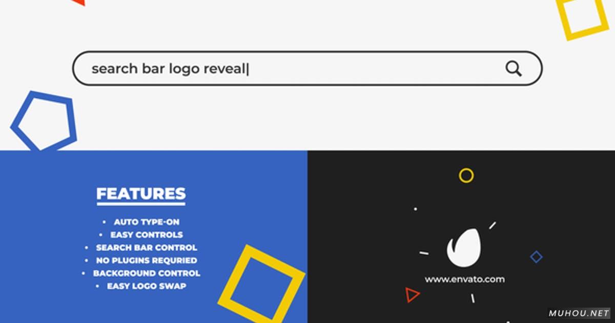 搜索栏Logo Reveal页面动画PR视频模板