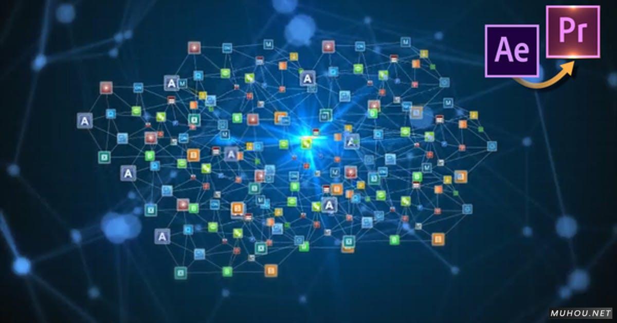 社交图标标志logo汇聚动画PR视频模板