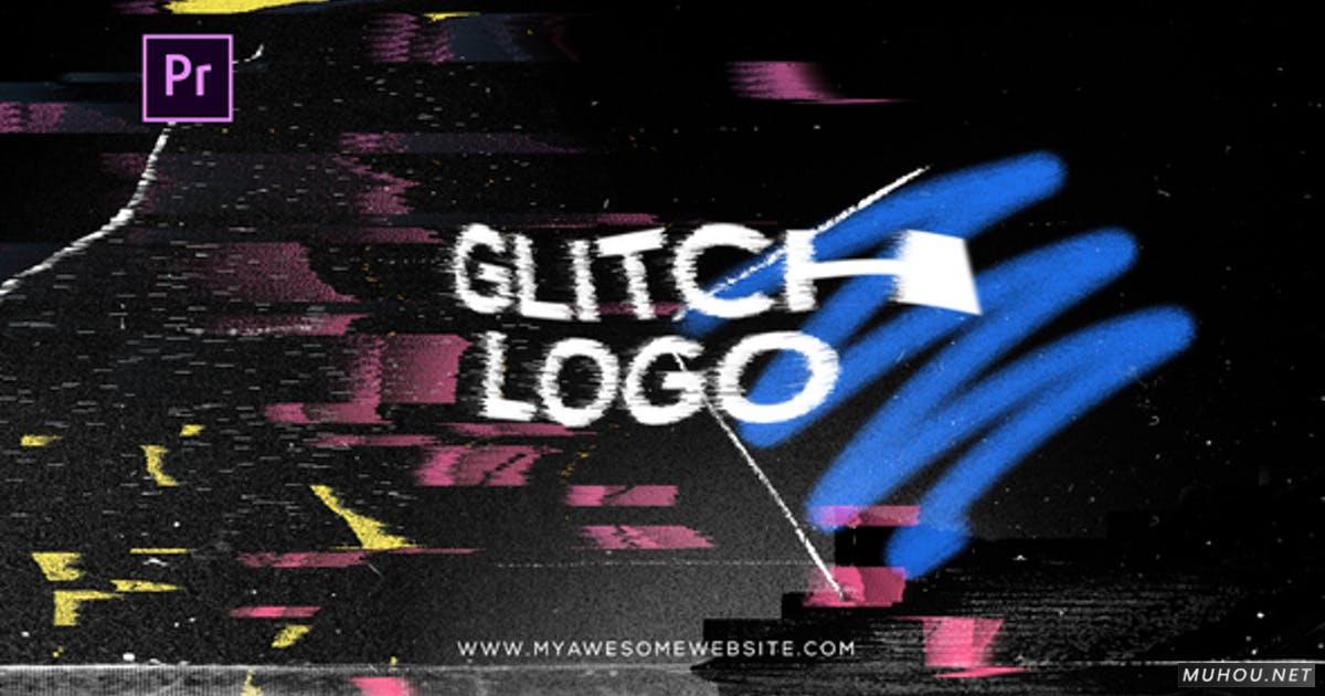Glitch扭曲标志logo简介PR视频模板