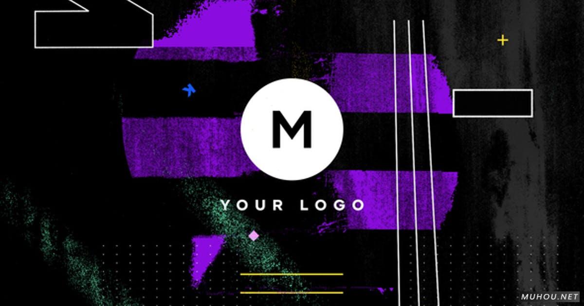 Grunge扭曲杂质logo标志PR视频模板