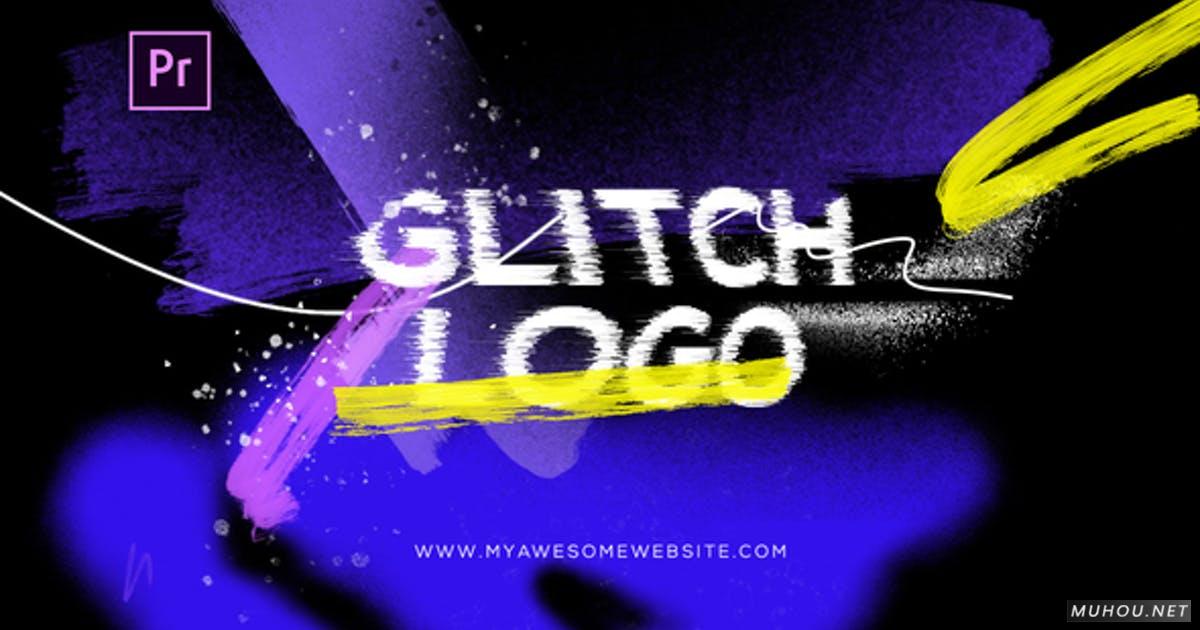 Glitch Grunge扭曲标志logo简介PR视频模板