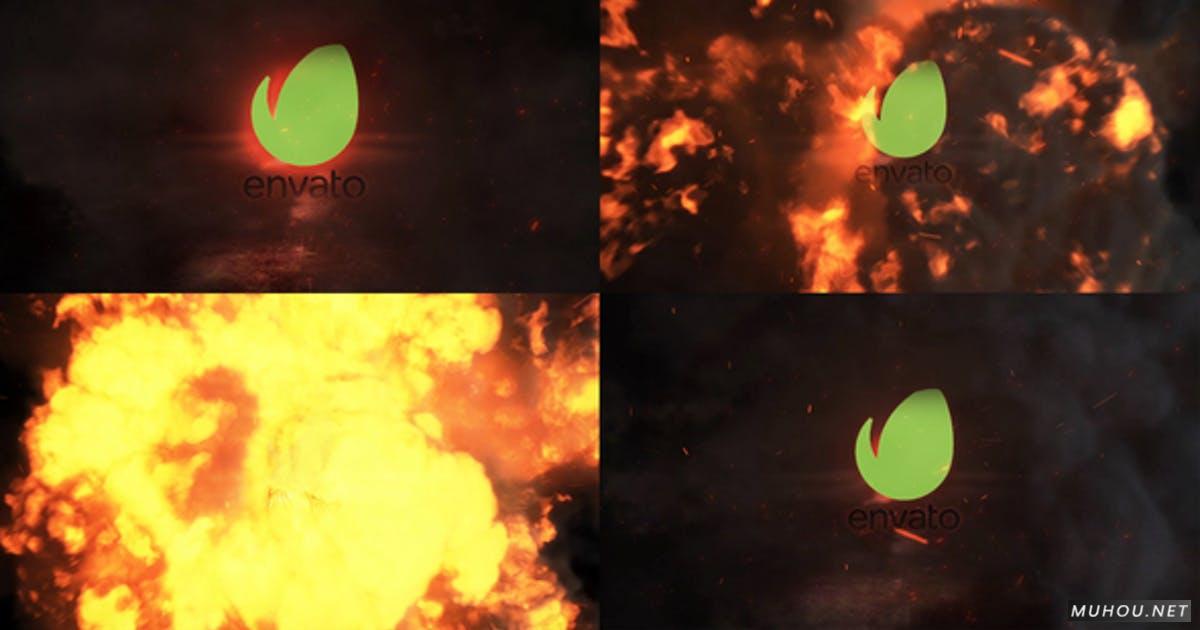 爆炸火焰中燃烧的logo标志揭秘PR视频模板