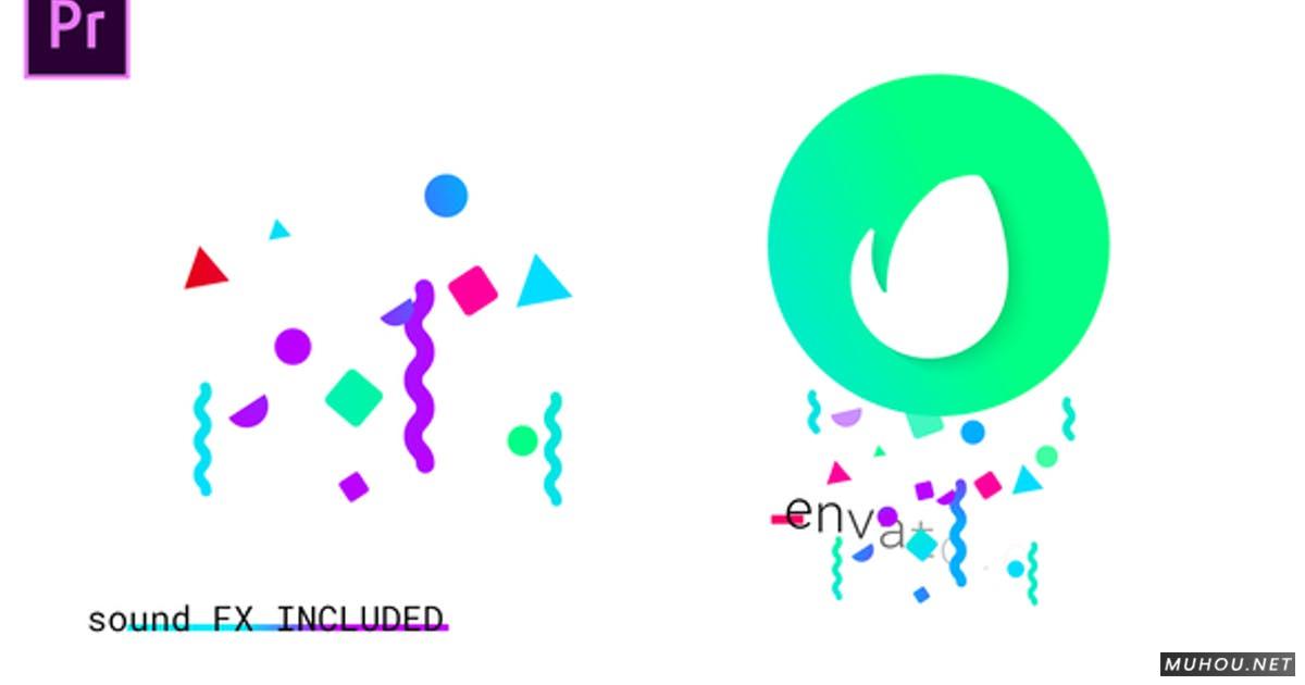 彩色几何标志logo动画适用于Premiere Pro视频模板
