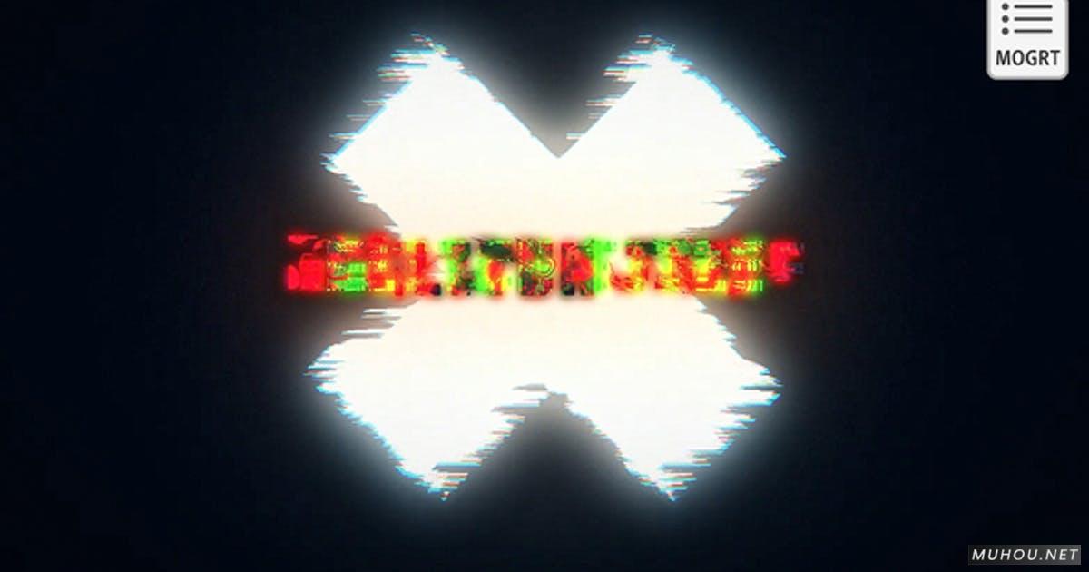 Glow Glitch标题x揭示logo文字-MOGRT PR视频模板