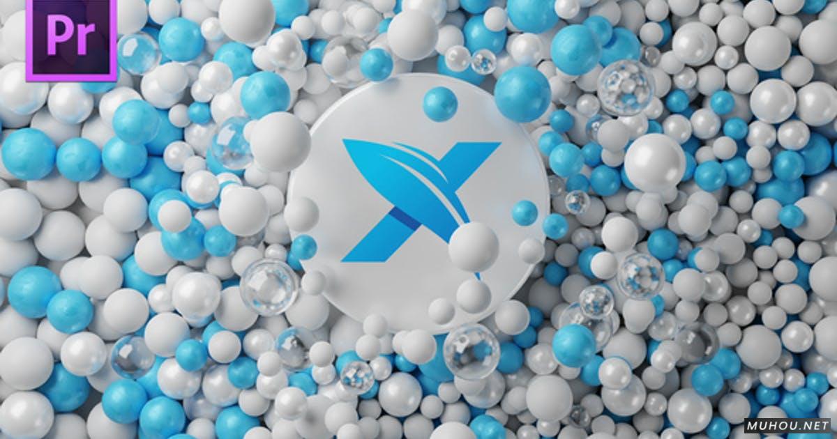 蓝白小球创意logo标志显示3D动画PR视频模板