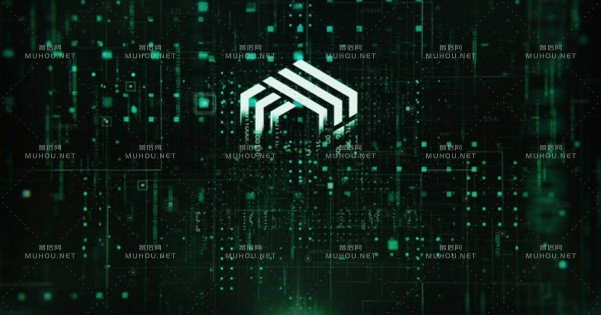 数字矩阵科技黑客logo标志AE视频模板