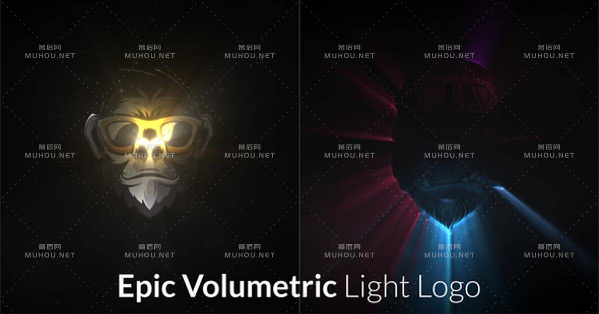 Epic volumetric light背面发光logo标志介绍AE视频模板