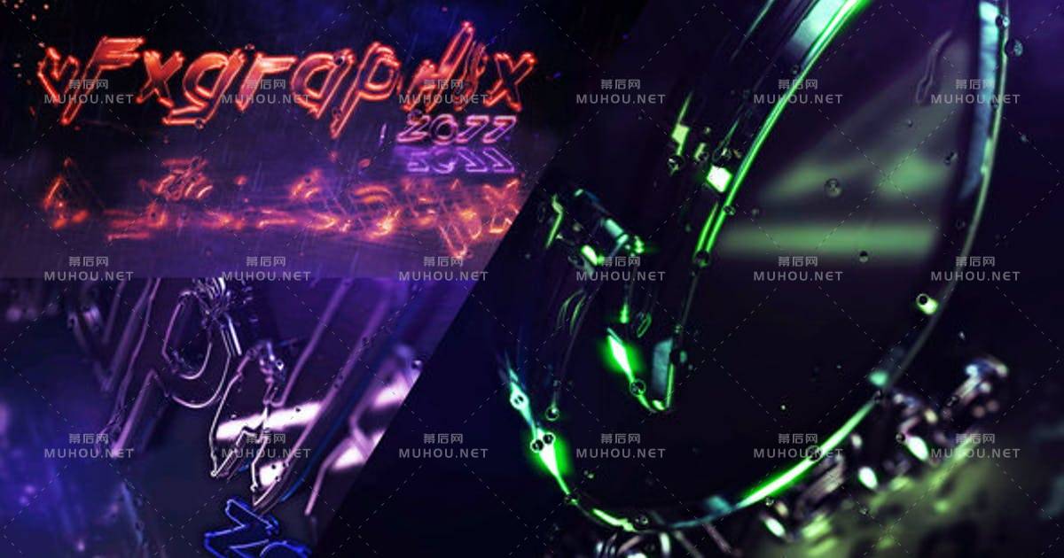 网络霓虹灯发光logo标志AE视频模板