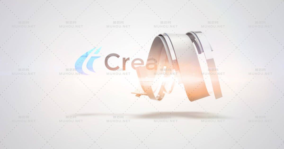 3D条纹标志干净企业片头logo标志AE视频模板