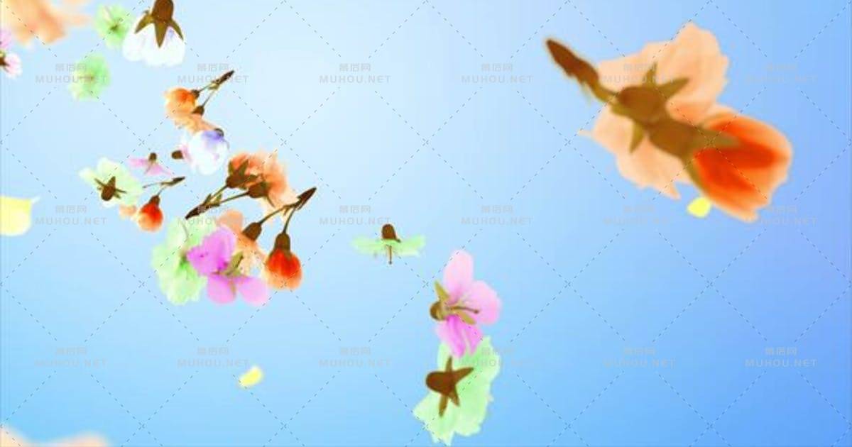 花朵和花瓣唯美logo标志AE视频模板