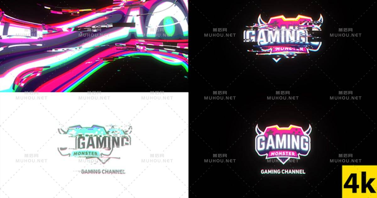 4k故障超酷画面信号干扰抖音风格logo标志AE视频模板