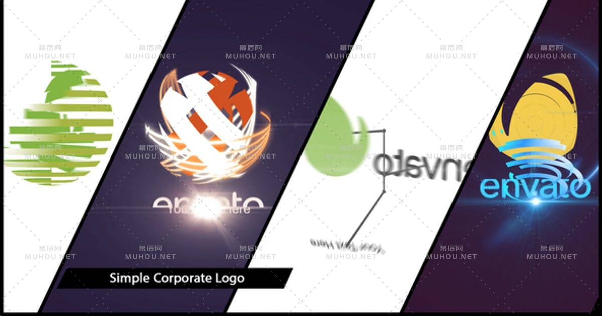 简单的发光企业logo标志AE视频模板