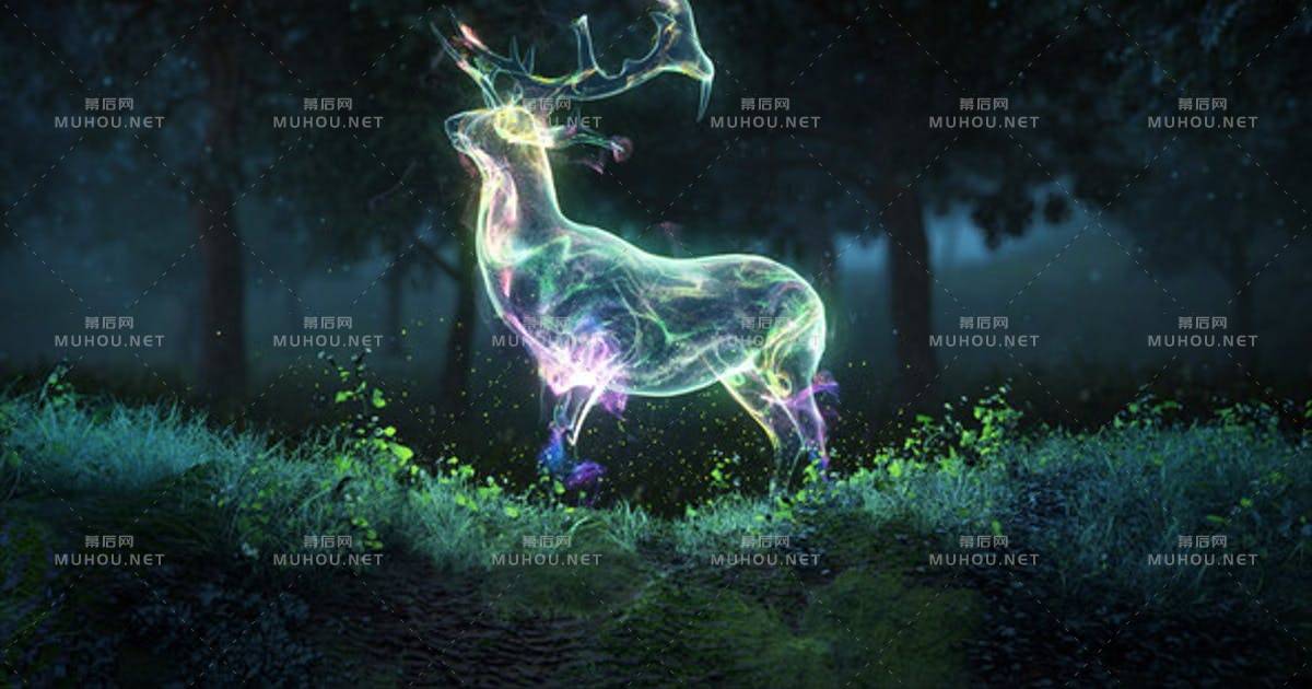 神奇的自然粒子发光动物logo标志AE视频模板