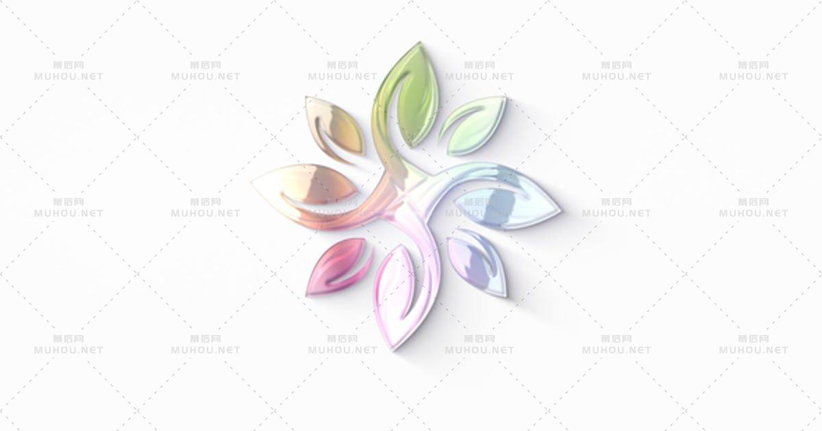 干净琉璃玻璃质感logo标志片头AE视频模板