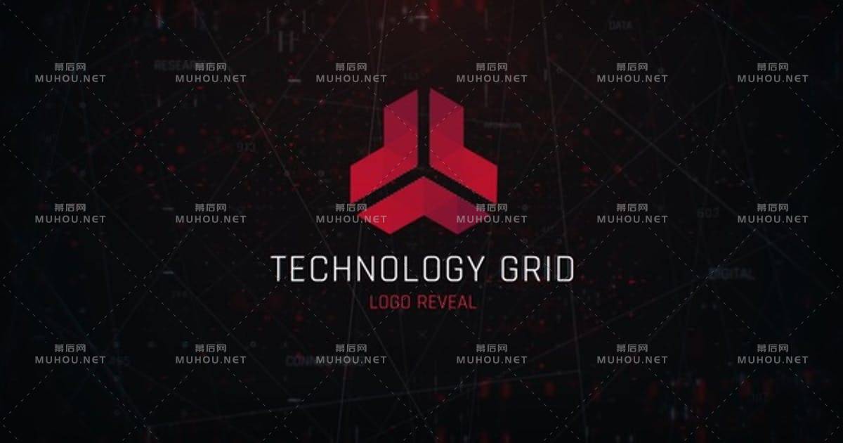 黑暗黑客技术网格logo标志AE视频模板