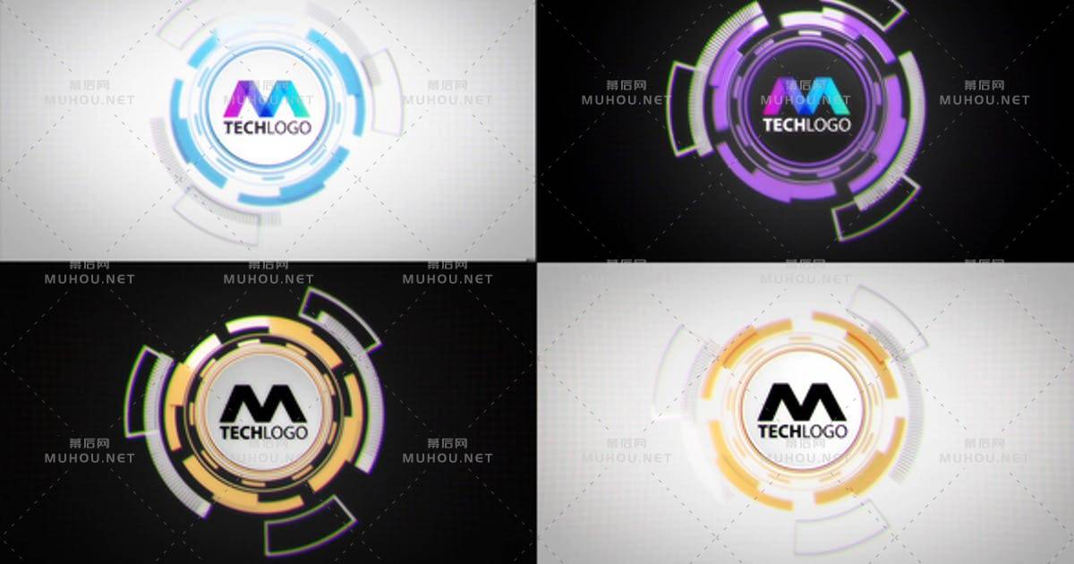 科技风格logo标志揭示AE视频模板