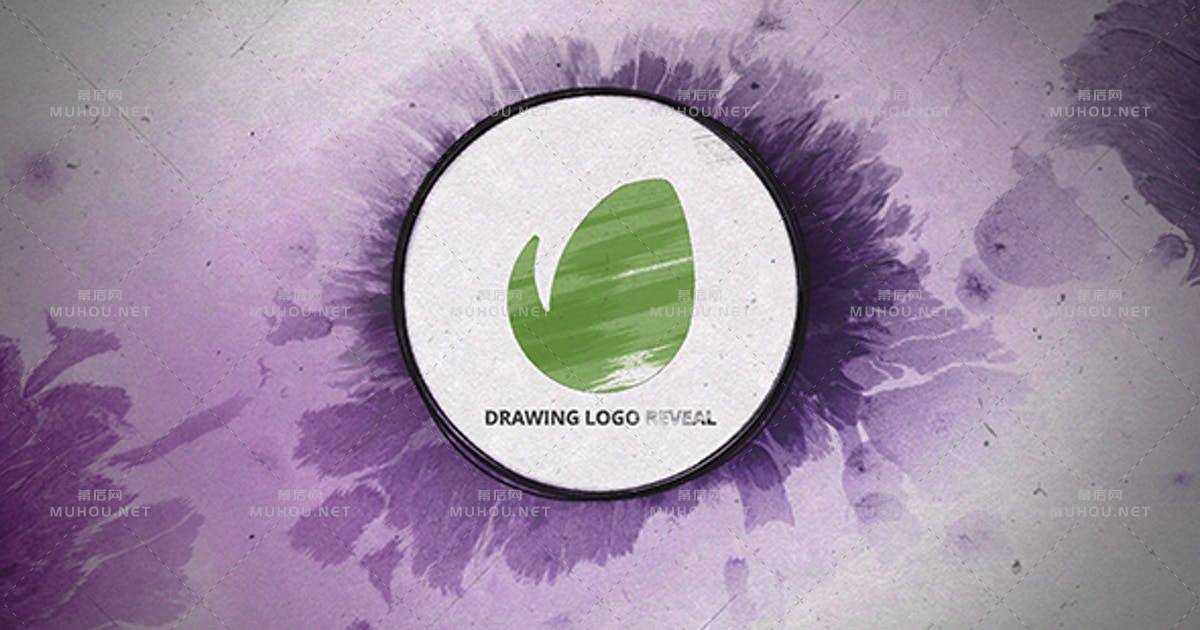 水墨中手绘图logo标志显示AE视频模板