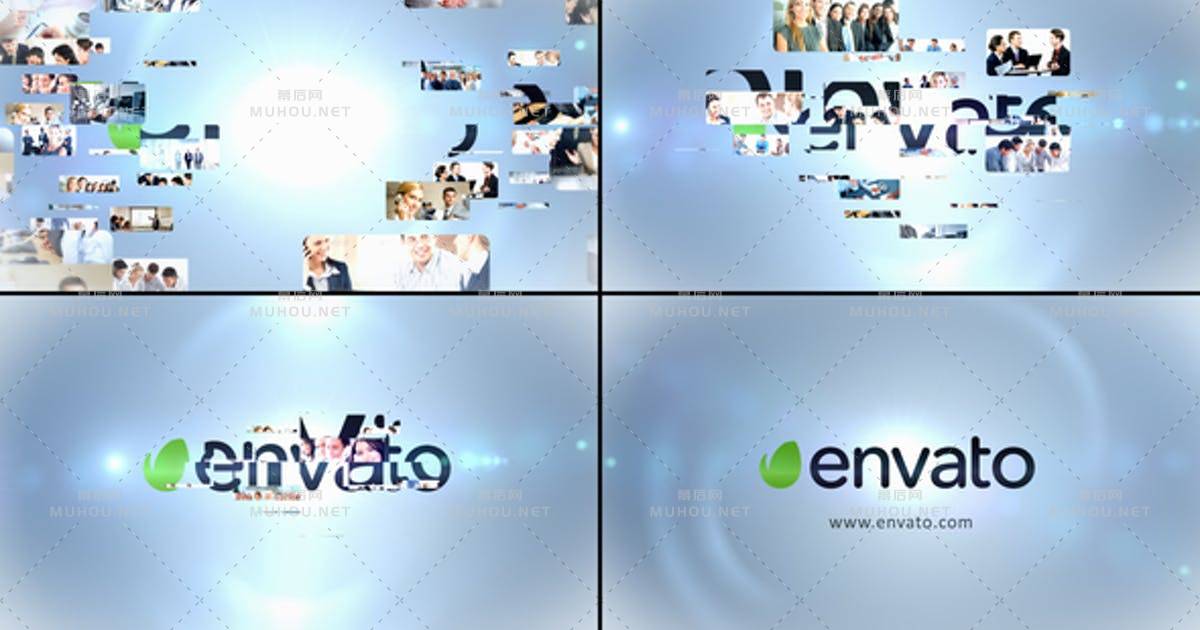 多视频图片汇聚LOGO标志介绍AE视频模板