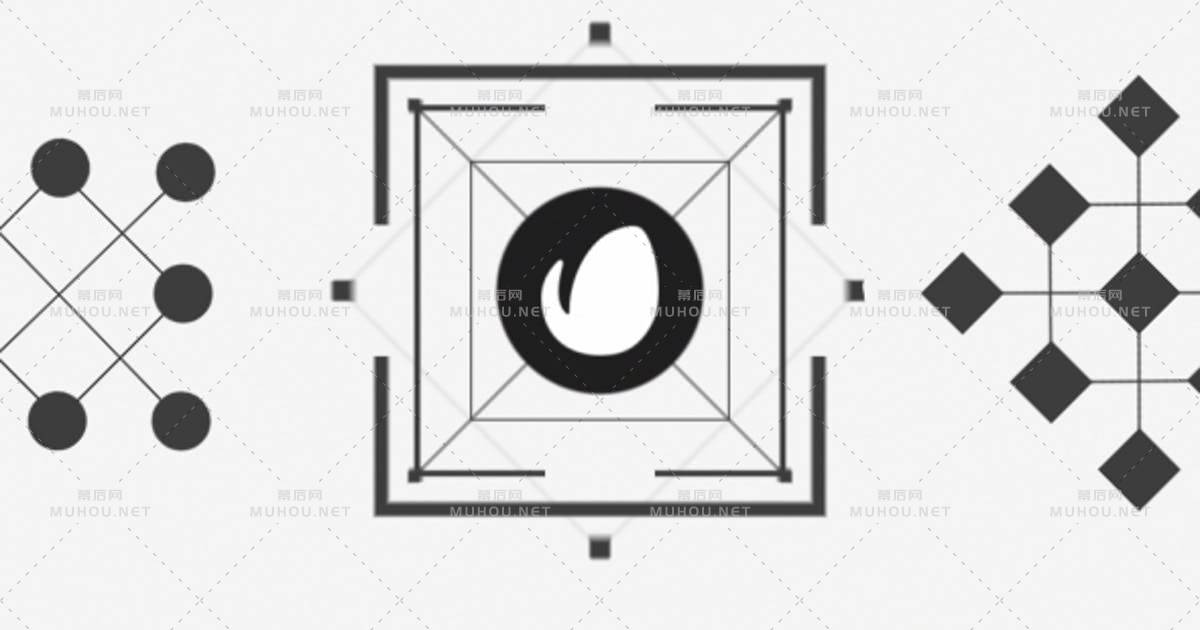 点线面组成mg动画logo标志2AE视频模板