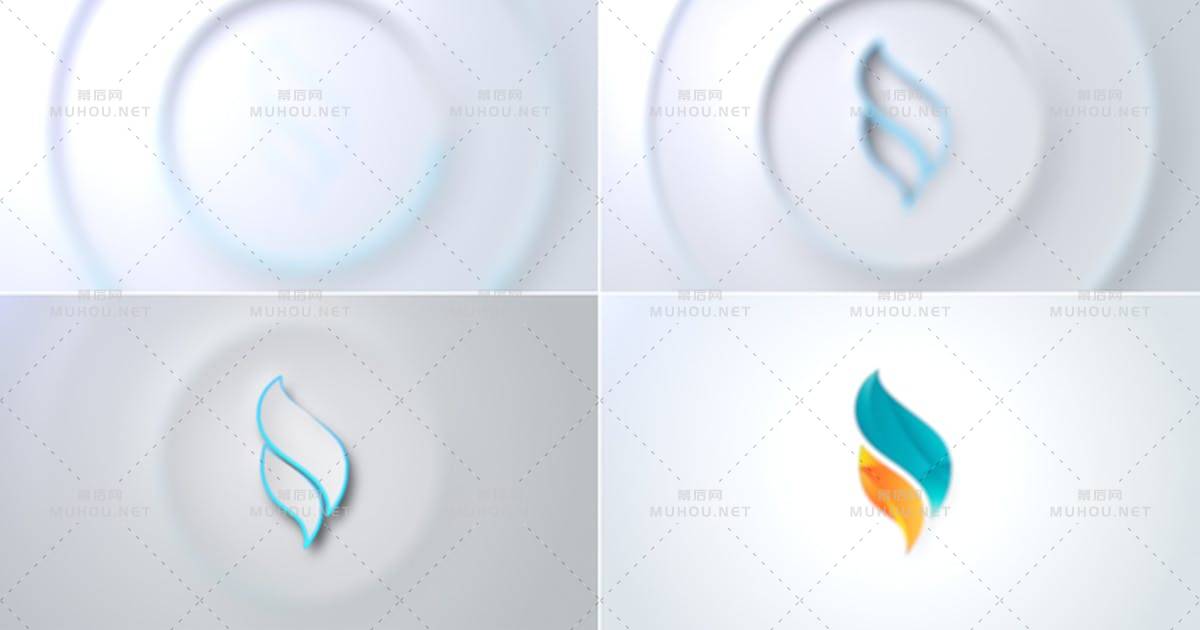 光滑干净的logo水波纹标志揭示AE视频模板