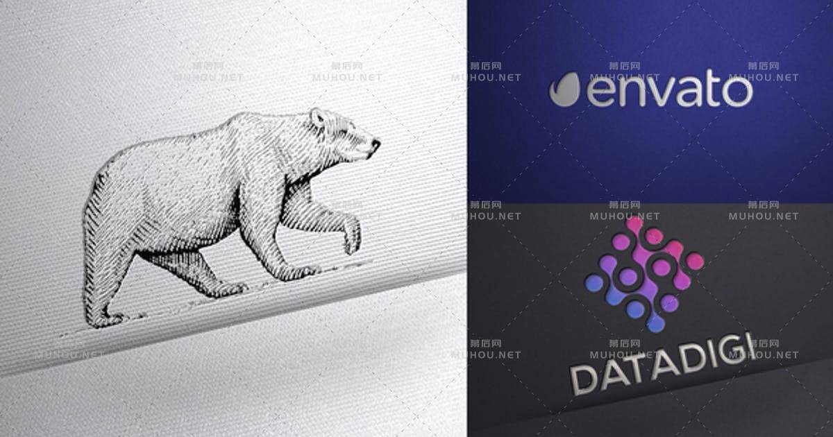 纸质LOGO标志动画显示AE视频模板