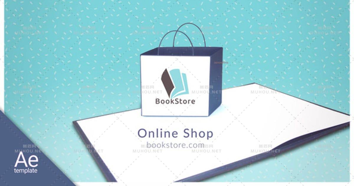书店手提袋logo标志设计AE视频模板