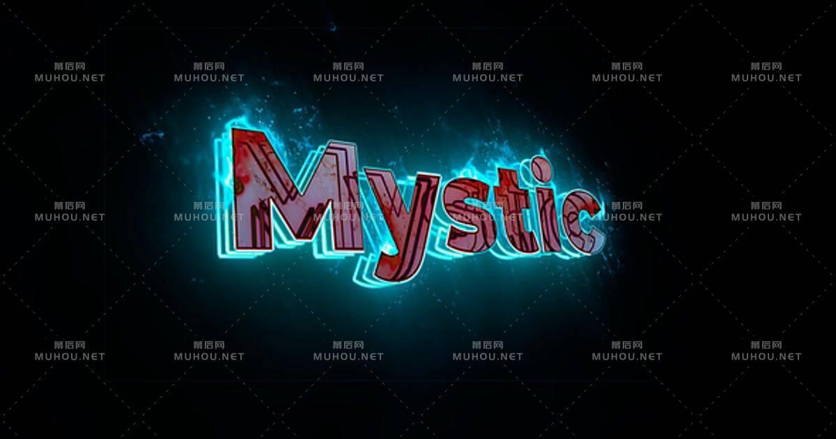 神秘军刀魔法发光logo标志AE视频模板