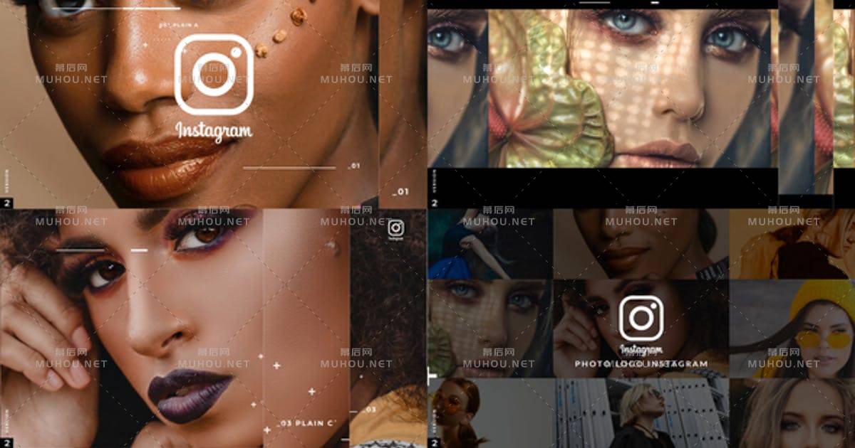 Instagram多照片聚合照片logo标志AE视频模板