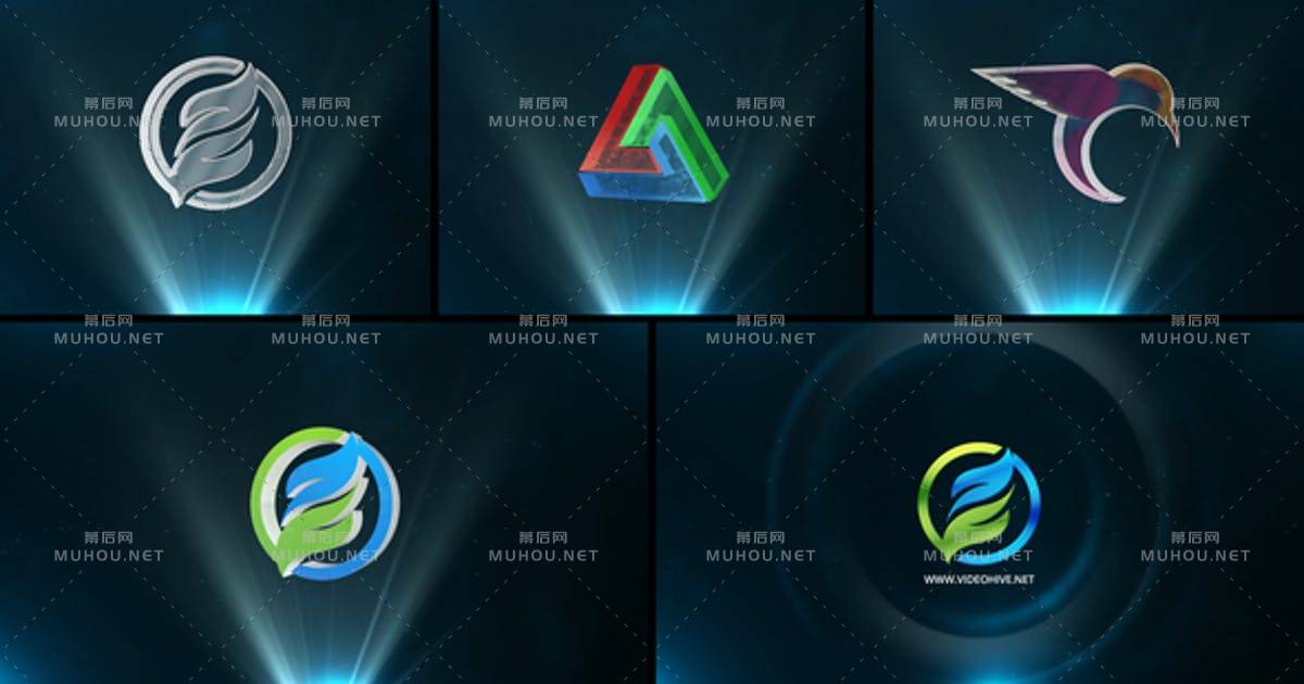 简单的旋转LOGO标志显示AE视频模板