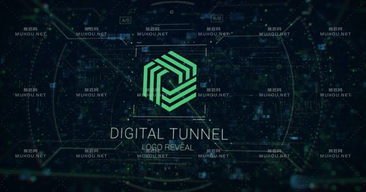 数字隧道hud未来科技logo标志AE视频模板
