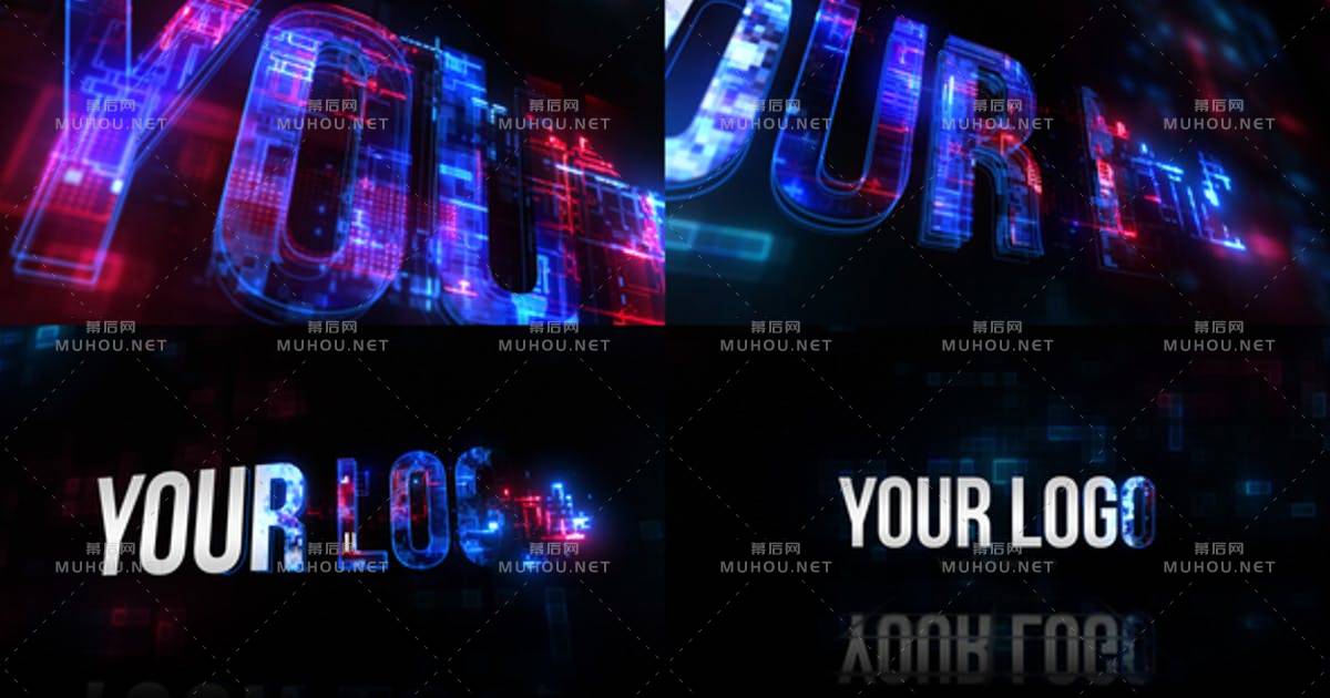 赛博朋克3D技术logo标志AE视频模板