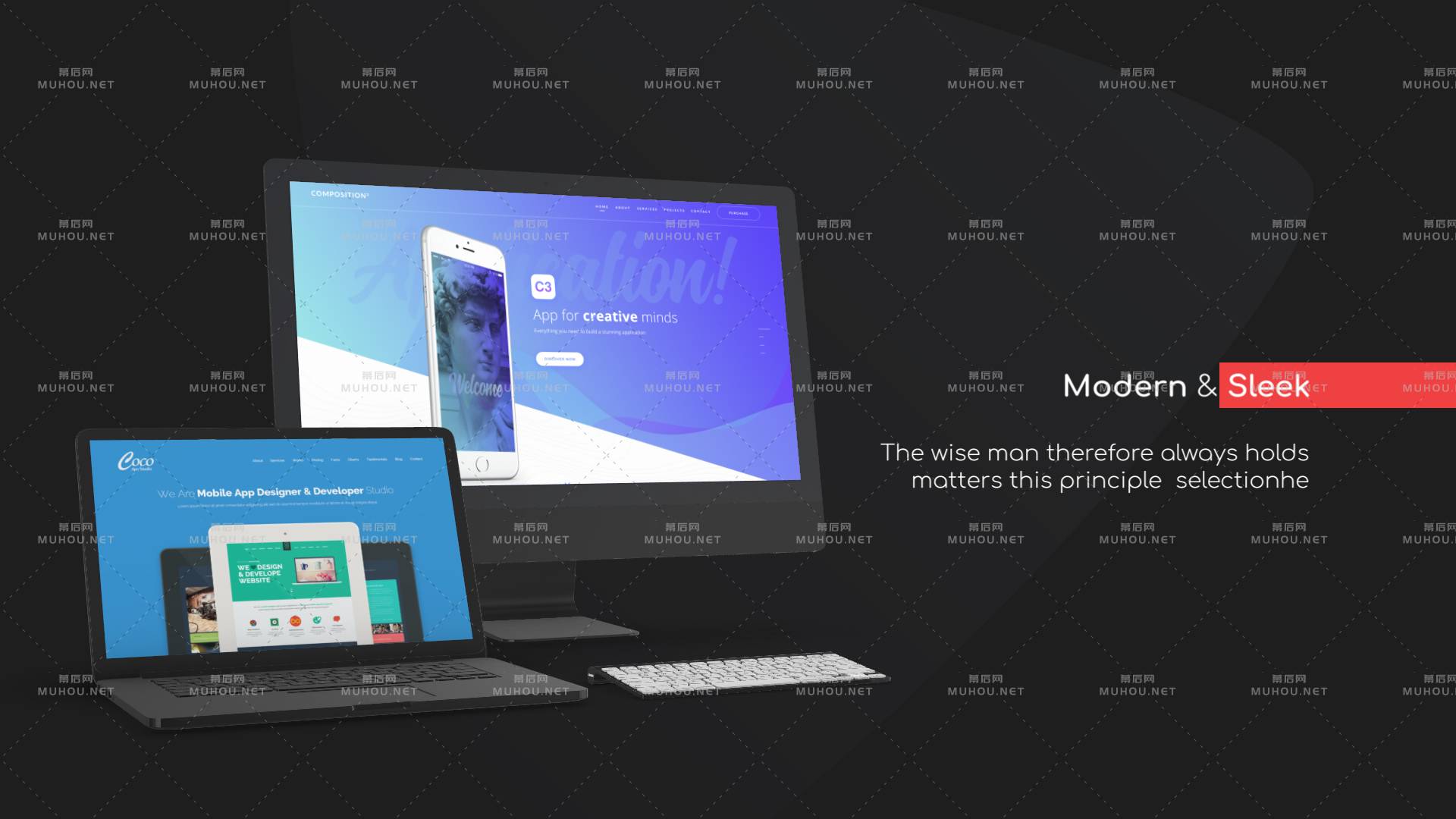 Macbook设备网站样机促销演示动画视频ae模板插图 Macbook设备网站样机促销演示动画视频ae模板插图