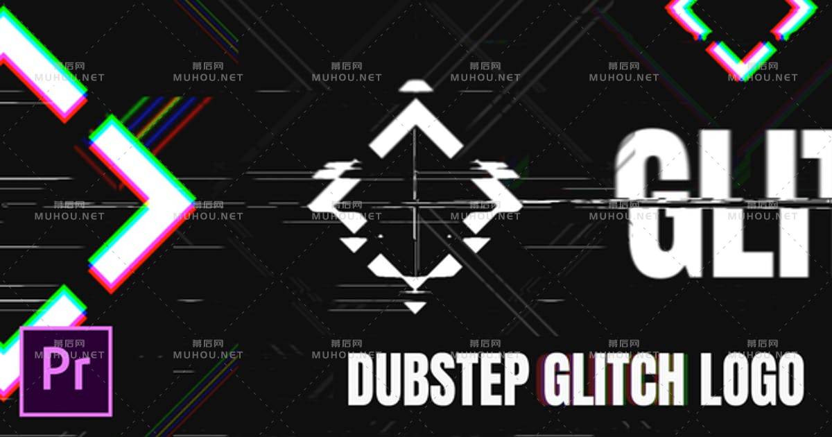 Dubstep赛博朋克动态信号干扰标志PR视频模板