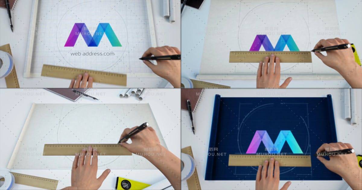 设计师滚动蓝图logo标志合集资源PR视频模板