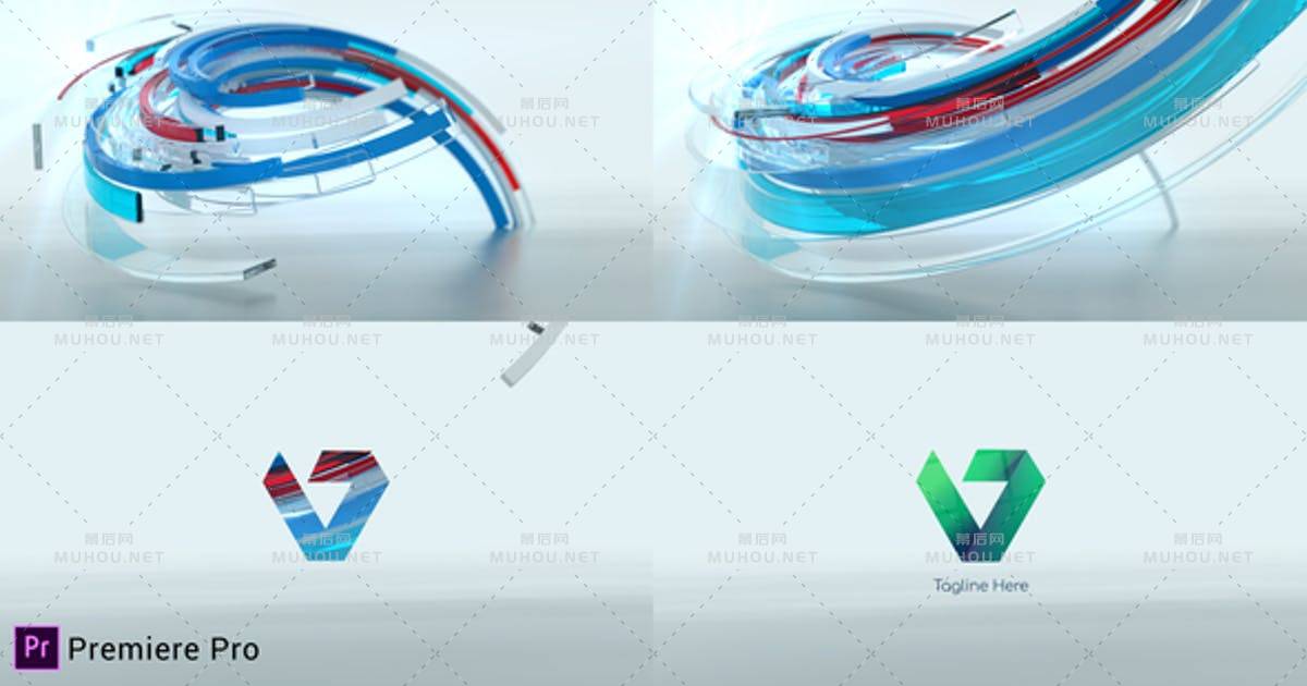 3d丝带动画logo标志Reveal - Premiere ProPR视频模板