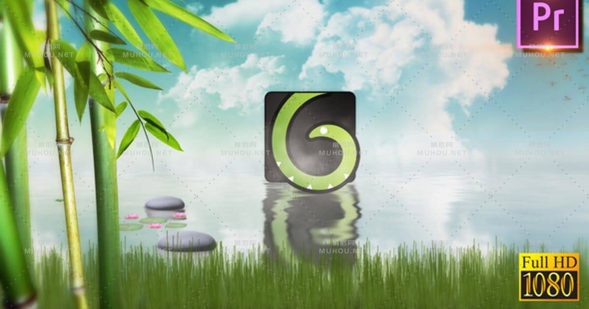 自然水面的logo标志悬浮PR视频模板
