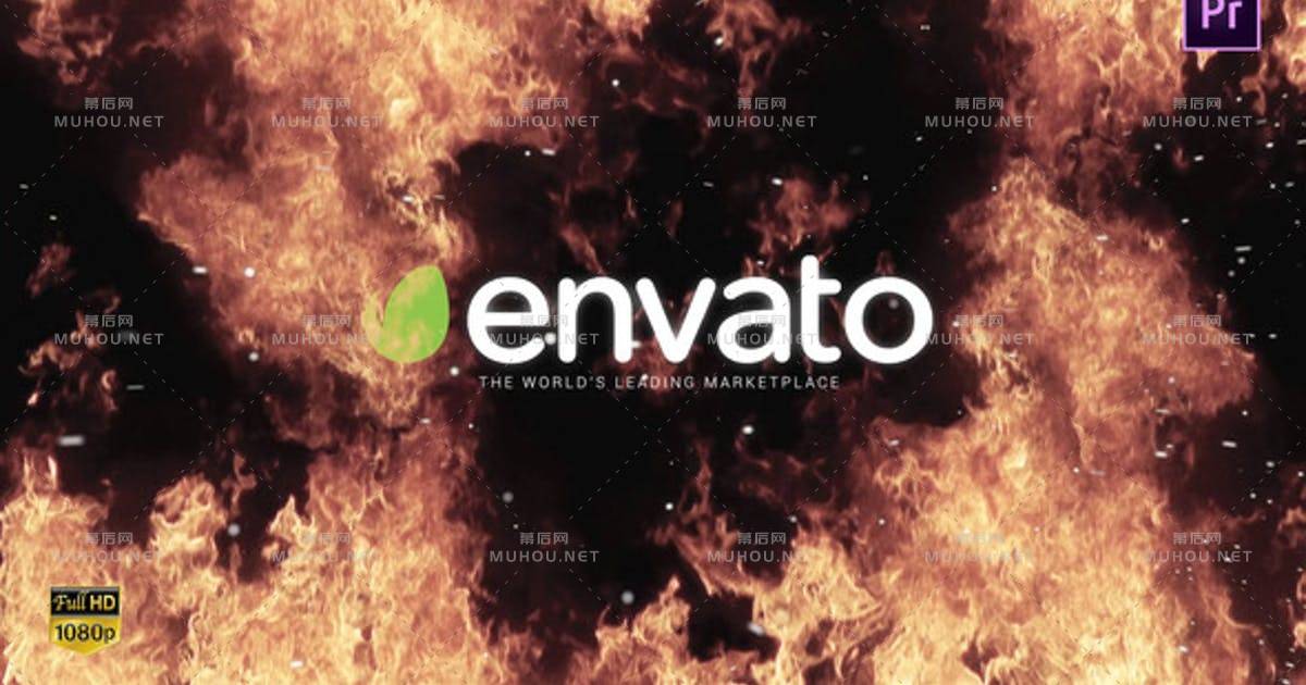 Fire Logo 燃烧火焰中的logo标志PR视频模板