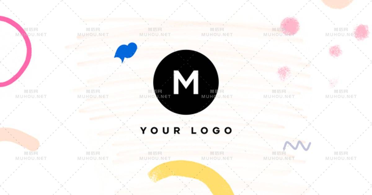 手绘笔刷迷你logo标志PR视频模板