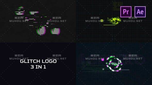 信号干扰三合一logo标志包PR视频模板插图 信号干扰三合一logo标志包PR视频模板插图