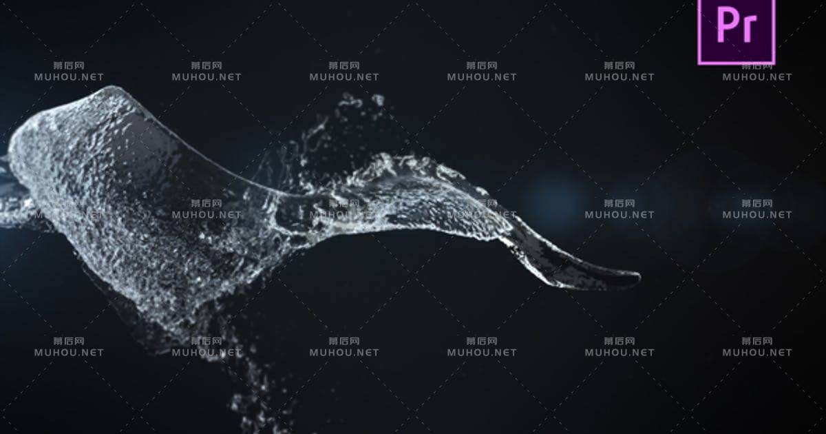 Winding Liquid 黑色背景抽象艺术水液体动画pr视频模板
