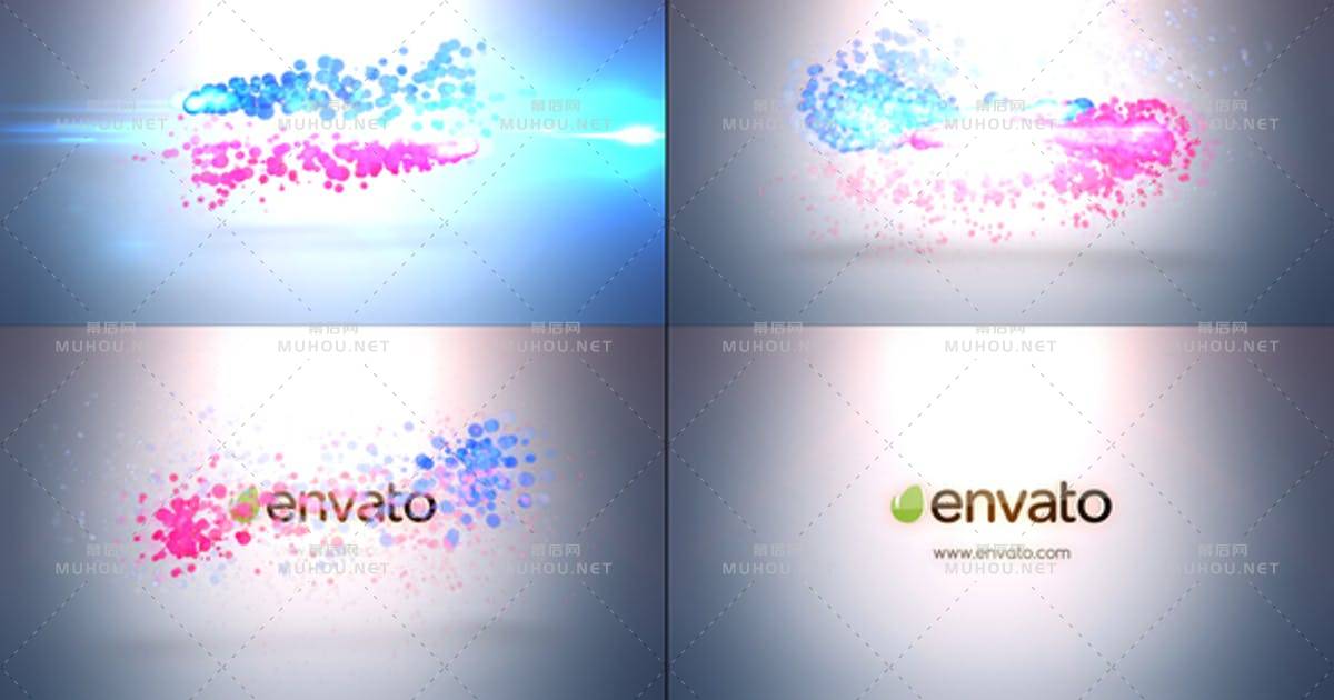 彩色颗粒碰撞粒子logo标志PR视频模板