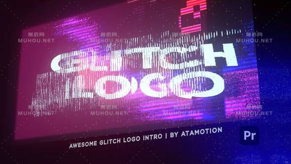 赛博朋克风格logo信号干扰标志介绍PR视频模板插图 赛博朋克风格logo信号干扰标志介绍PR视频模板插图