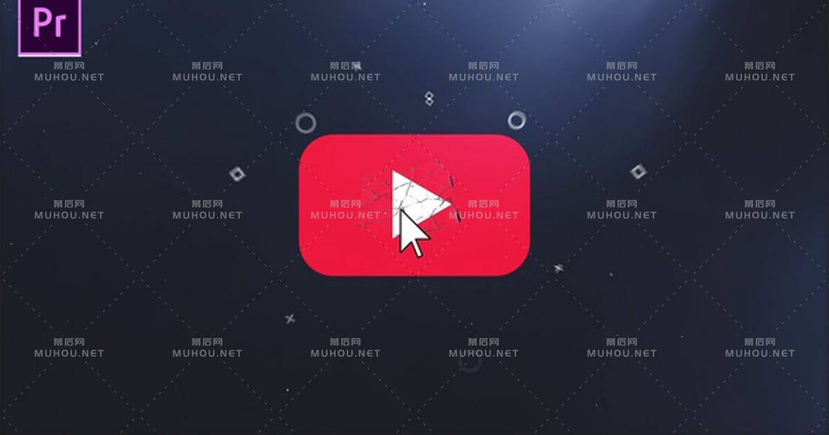 油管鼠标点击短LOGO标志显示PR视频模板