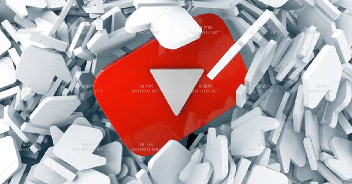 油管播放器logo标志碎片PR视频模板