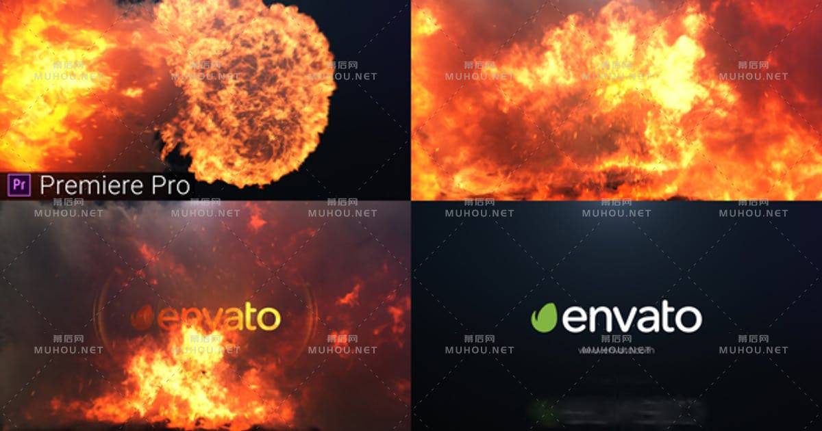 超酷火焰燃烧爆炸logo标志PR视频模板