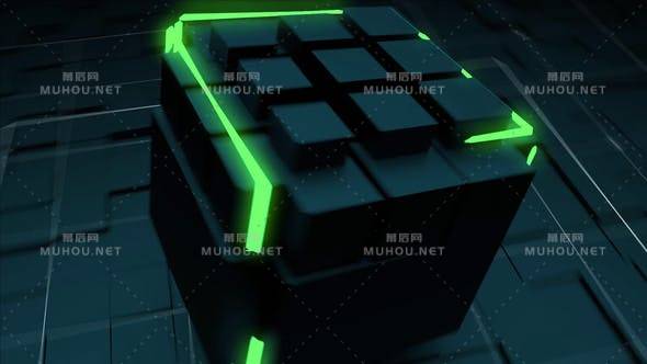科技霓虹灯立方体logo标志PR视频模板插图 科技霓虹灯立方体logo标志PR视频模板插图